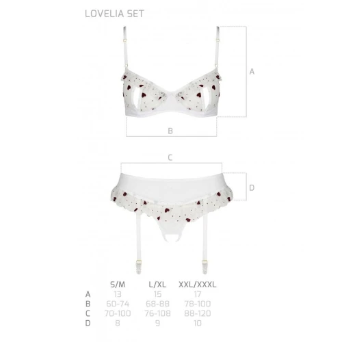 LOVELIA SET white L/XL — Набір нижньої білизни з поясом для панчох