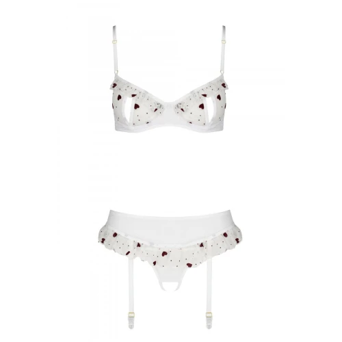 LOVELIA SET white L/XL — Набір нижньої білизни з поясом для панчох