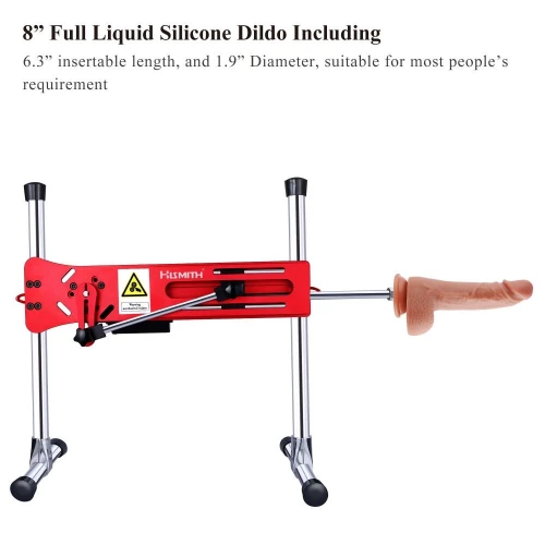 На фото зображено червоний смарт-секс-машина Hismith AK-01 Sex Machine APP Red для жінок на білому тлі.