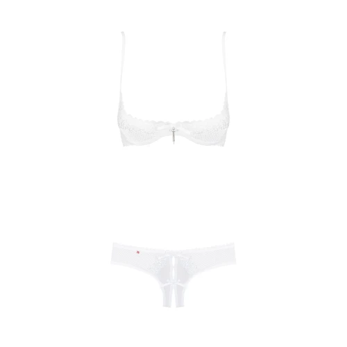 Obsessive Alabastra set L/XL - Комплект нижнего белья с открытой грудью