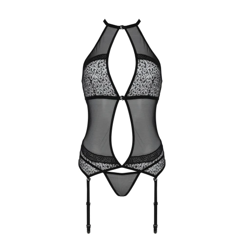 Passion SATARA CORSET black S/M - Черный женский корсет