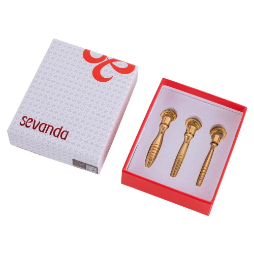 На фото зображено золотий Набір уретральних стимуляторів LOCKINK Bad Boy Training Urethral Plugs Set для чоловіків на світлому фоні