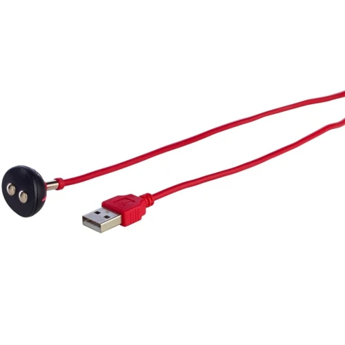 На фото зображено червоний магнітний кабель для заряджання Fun Factory USB MAGNETIC CHARGER унісекс на білому тлі.
