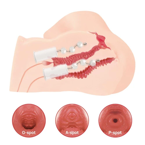 На фото изображен бежевый торс вагина и попа с массажем Kokos 003 Maria ONAHOLE Real Vagina для мужчин на белом фоне