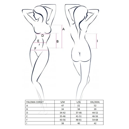 PALOMA CORSET white XXL/XXXL-Корсет-сорочка з пажами