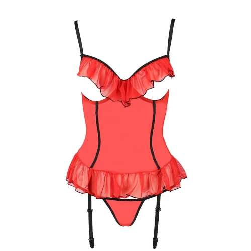 CHERRY CORSET red L/XL - Сексуальный корсет с открытой грудью 