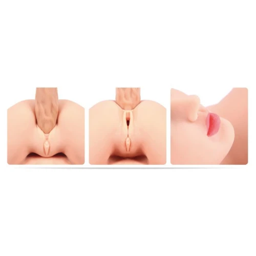 На фото зображено бежевий мастурбатор-лялька Kokos Valentina для чоловіків на білому тлі.