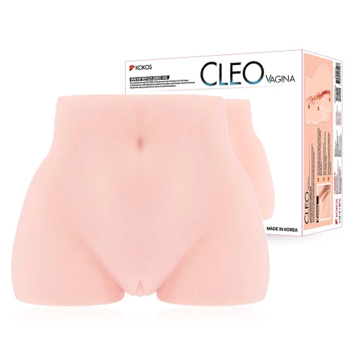 На фото зображено бежевий мастурбатор міні-торс Kokos Cleo для чоловіків на білому тлі.