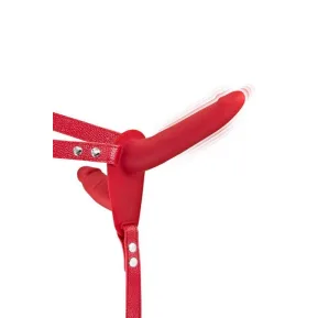 Fetish Tentation Vibrating Strap—On with Double Dildo Red — Двойной страпон с вибрацией 