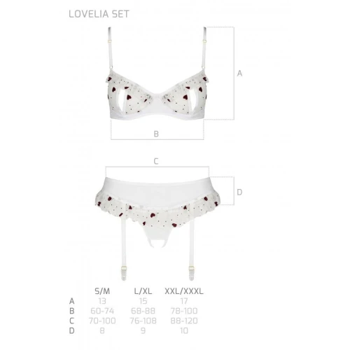 LOVELIA SET white S/M — Набор нижнего белья с с поясом для чулок