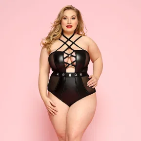JSY P91128 Plus Size - Чорне сексуальне боді великого розміру
