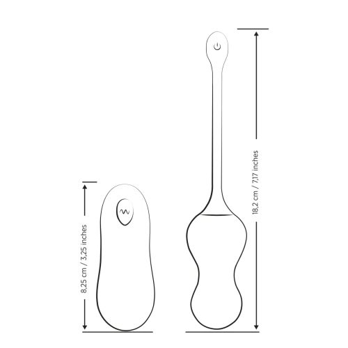 На фото зображені віброяйце та віброкульки Romp CELLO для жінок на білому тлі.