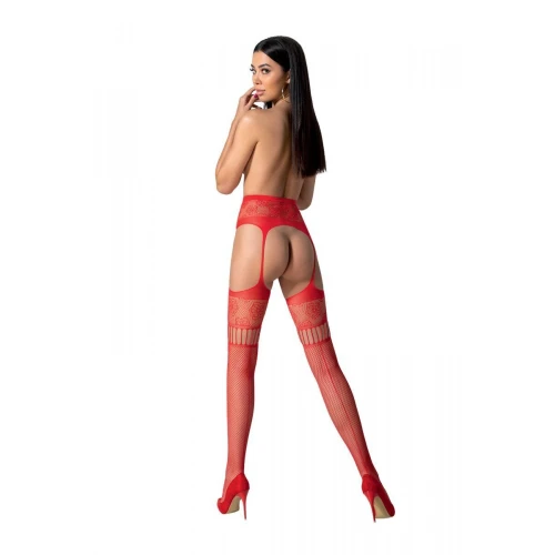 Passion S030 red - Эротические колготки-бодистокинг