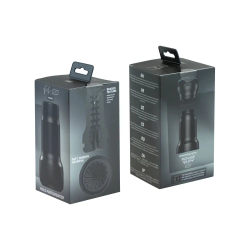 На фото зображено чорний мастурбатор Kiiroo Feel Pocket для чоловіків на світлому фоні.