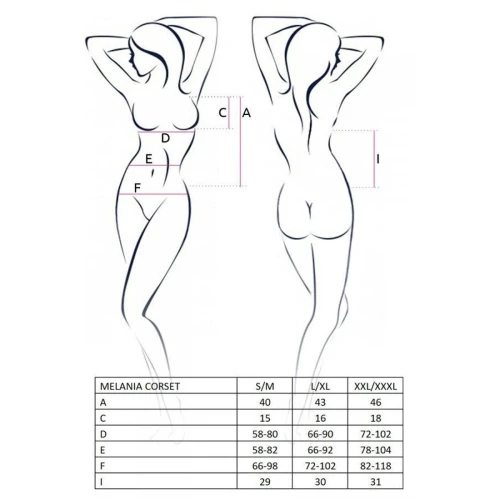 MELANIA CORSET black L/XL - Еротичний корсет з пажами