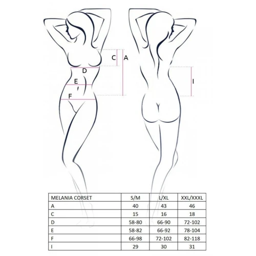 MELANIA CORSET black L/XL - Еротичний корсет з пажами