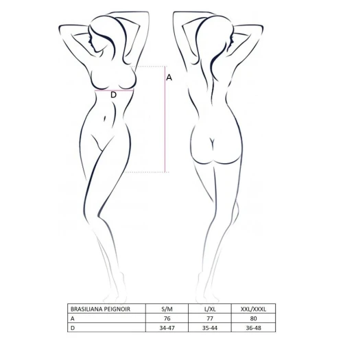 BRASILIANA PEIGNOIR black XXL/XXXL - Прозрачный пеньюар