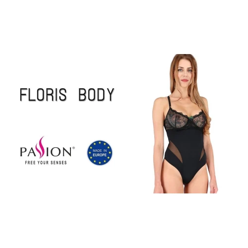 FLORIS BODY black XXL/XXXL - Еротичний боді з тонкої мікрофібри