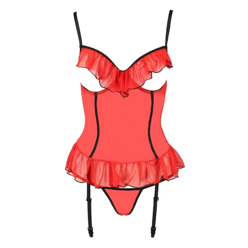 CHERRY CORSET red S/M - Сексуальный корсет с открытой грудью 
