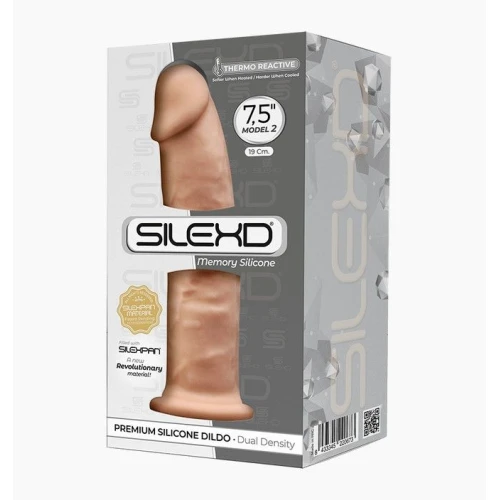 На фото изображен телесный реалистичный двухслойный фаллоимитатор на присоске SilexD Henry Flesh унисекс на белом фоне.