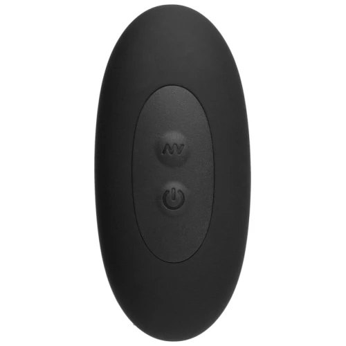 На фото зображено чорний страпон із вібрацією насадкою Doc Johnson Body Extensions - BE IN CHARGE для пар на білому тлі