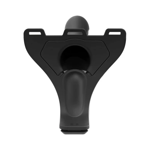 На фото зображено чорний страпон із вібрацією насадкою Doc Johnson Body Extensions - BE IN CHARGE для пар на білому тлі