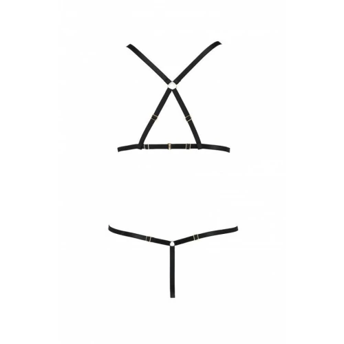 Комплект белья из стреп ARMANDA SET black S/M - Passion Exclusive