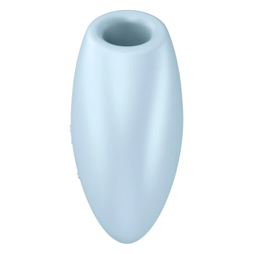 На фото изображен голубой вакуумный вибратор Сердечко Satisfyer Cutie Heart Blue для женщин на белом фоне.