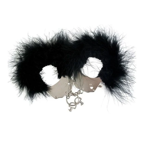 Adrien Lastic Handcuffs Black - Наручники с мехом