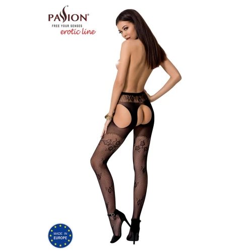 Passion S022 black - Эротические колготки-бодистокинг 