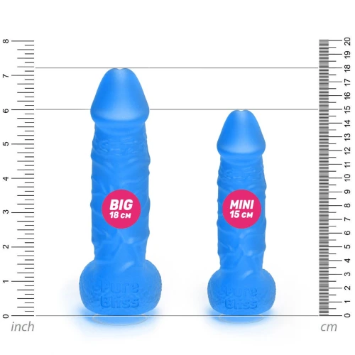 На фото зображено темно-блакитне крафтове мило-член із присоскою Pure Bliss MINI Dark Blue унісекс на білому тлі.