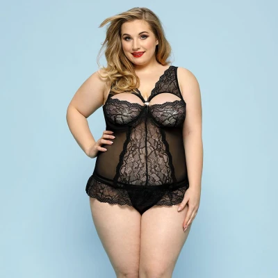 JSY p91133 Plus Size - Черный эро-корсет для пышных женщин