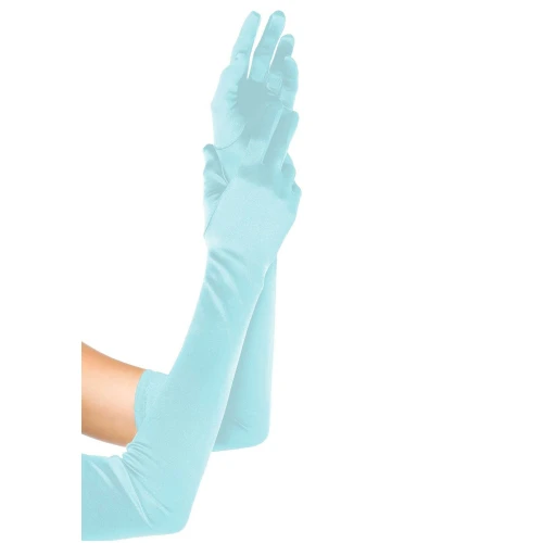 Leg Avenue Extra Long Satin Gloves light blue - Довгі рукавички
