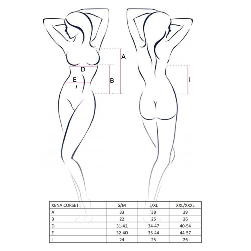 XENA CORSET white L/XL - Полупрозрачный корсет с пажами