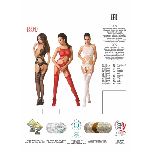 Бодистокинг Passion BS047 red, комбинезон, имитация топа, чулок и пояса