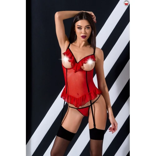CHERRY CORSET red XXL/3XL - Сексуальный корсет с открытой грудью