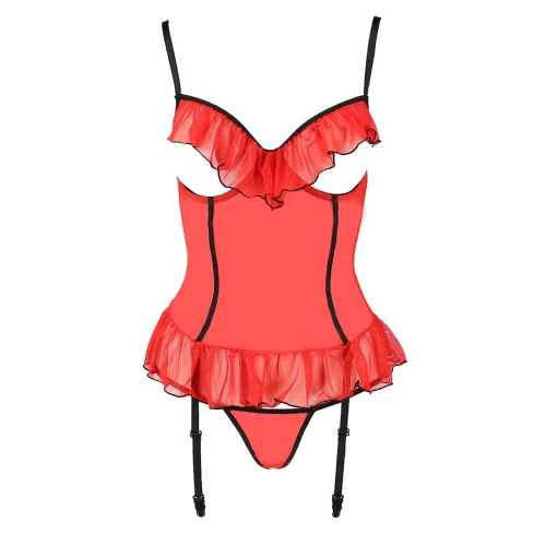 CHERRY CORSET red XXL/3XL - Сексуальный корсет с открытой грудью