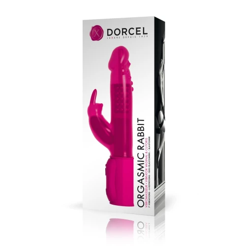 Dorcel Orgasmic Rabbit Pink — вібратор-кролик з перлинним масажем, рожево-червоний, у білій коробці