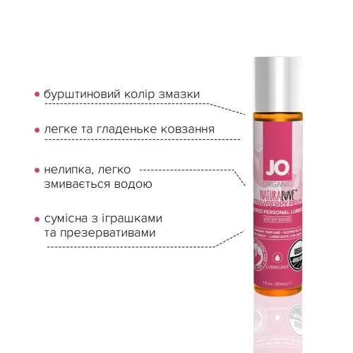 System JO NATURALOVE Strawberry (30 мл) - Оральный лубрикант с экстрактом ромашки и листьев агавы