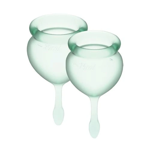 Satisfyer Feel Good (light green) - Набор менструальных чаш с длинным удобным хвостиком