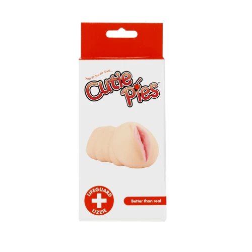 На фото изображен бежевый мастурбатор вагина CutiePies – Lifeguard Lizzie – Vagina Masturbator для мужчин на белом фоне