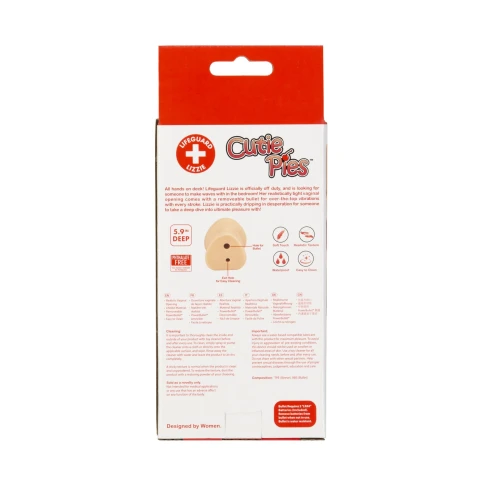 На фото изображен бежевый мастурбатор вагина CutiePies – Lifeguard Lizzie – Vagina Masturbator для мужчин на белом фоне