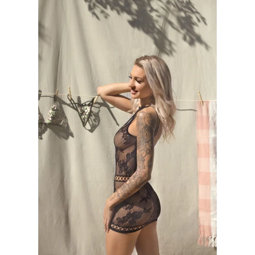 Leg Avenue Strappy Lace mini dress OS Black