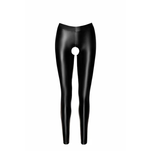 Лeггинсы Noir Handmade F304 Taboo wetlook leggings with open crotch and bum - XL