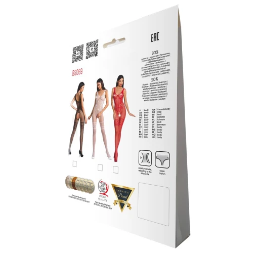 Бодистокинг Passion BS069 black, комбинезон, имитация чулок и боди