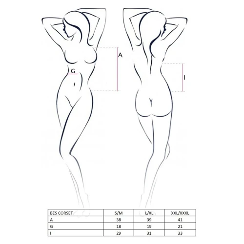 BES CORSET black L/XL - Еротичний корсет під латекс з пажами