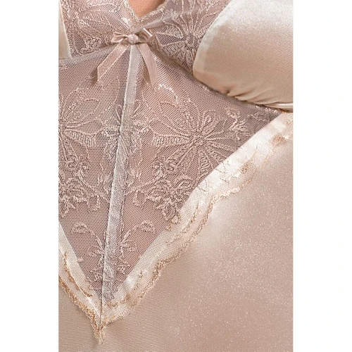 LOTUS CHEMISE cream L/XL - Приталенная сорочка с чашечками
