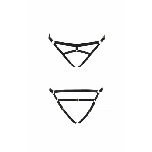 Трусики стринги из стреп KELIS THONG black S/M - Passion Exclusive