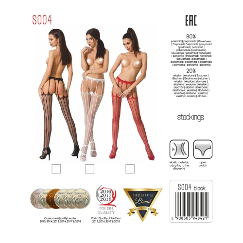 Passion S004 white - Еротичні колготки-бодістокінг