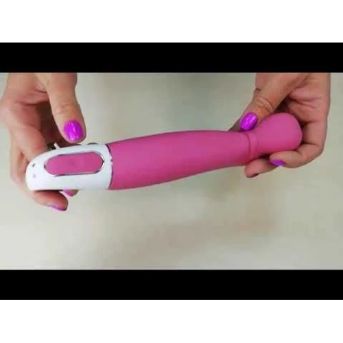 На фото изображен розовый вибратор для точки G с гибким стволом Satisfyer Vibes Petting Hippo для женщин на белом фоне.